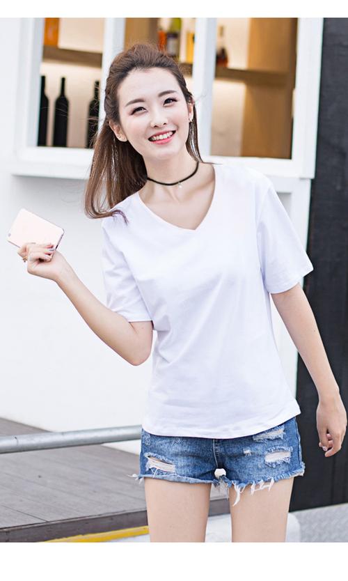夏季穿搭女学生韩版白色t恤衫直播
